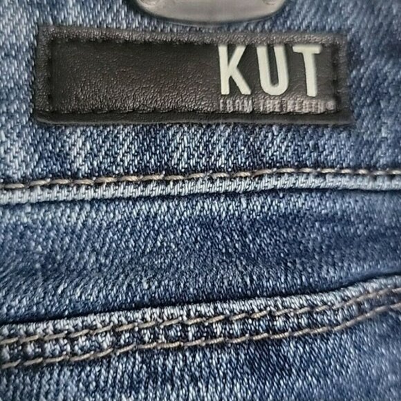 KUT from the Kloth Blue Reese Ankle Straight Leg Jeans Distressed Hem Size 6P - Picture 5 of 9